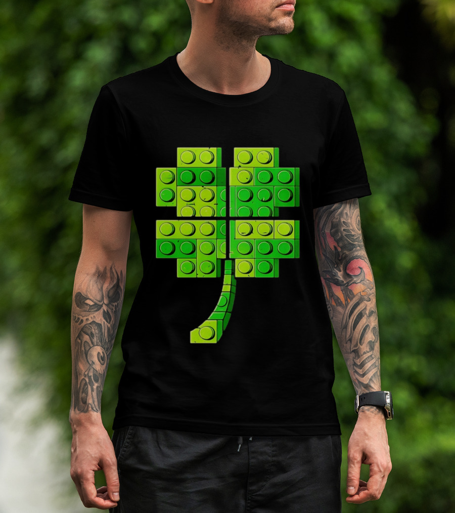 Shamrock Building Blocks Clover St Patrick's Day T-Shirt