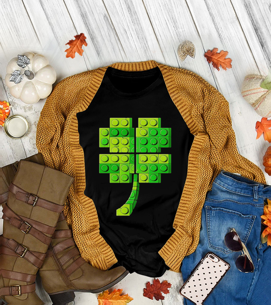 Shamrock Building Blocks Clover St Patrick's Day T-Shirt