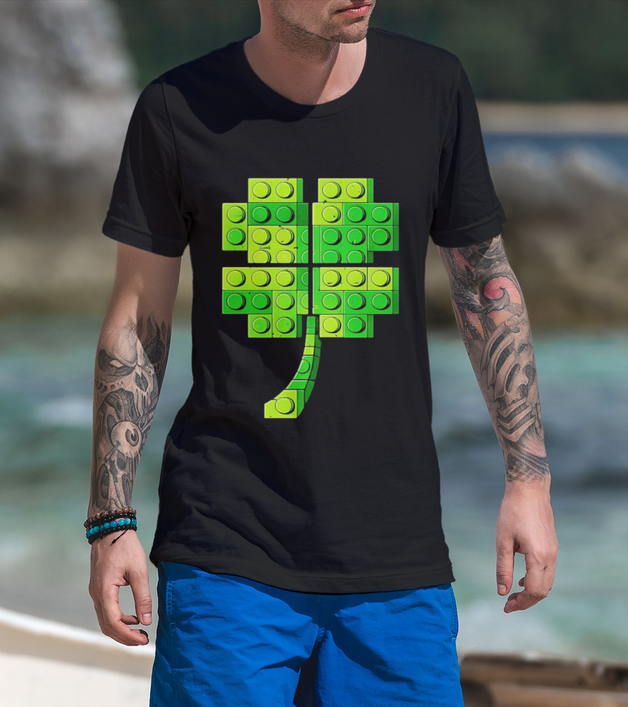 Shamrock Building Blocks Clover St Patrick's Day T-Shirt
