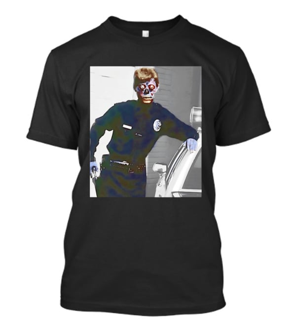 Skeleton Alien Cop They Live 80s Movie Police T-Shirt
