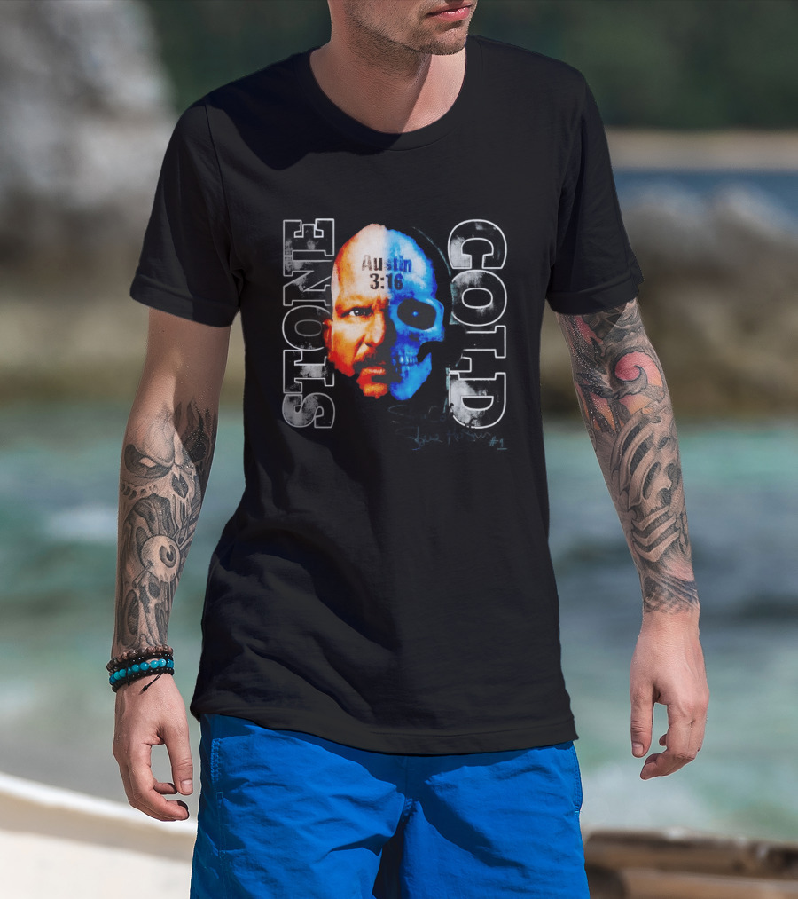 Stone Cold Steve Austin 3:16 Two Face Skull Snow Wash T-Shirt
