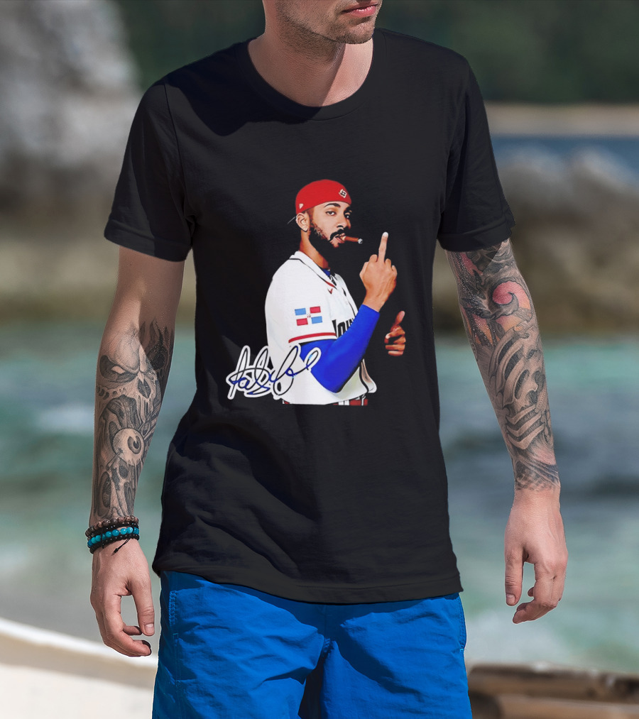 Fernando Tatis Jr San Diego Padres Smoking Middle Finger Dominican Jersey T-Shirt