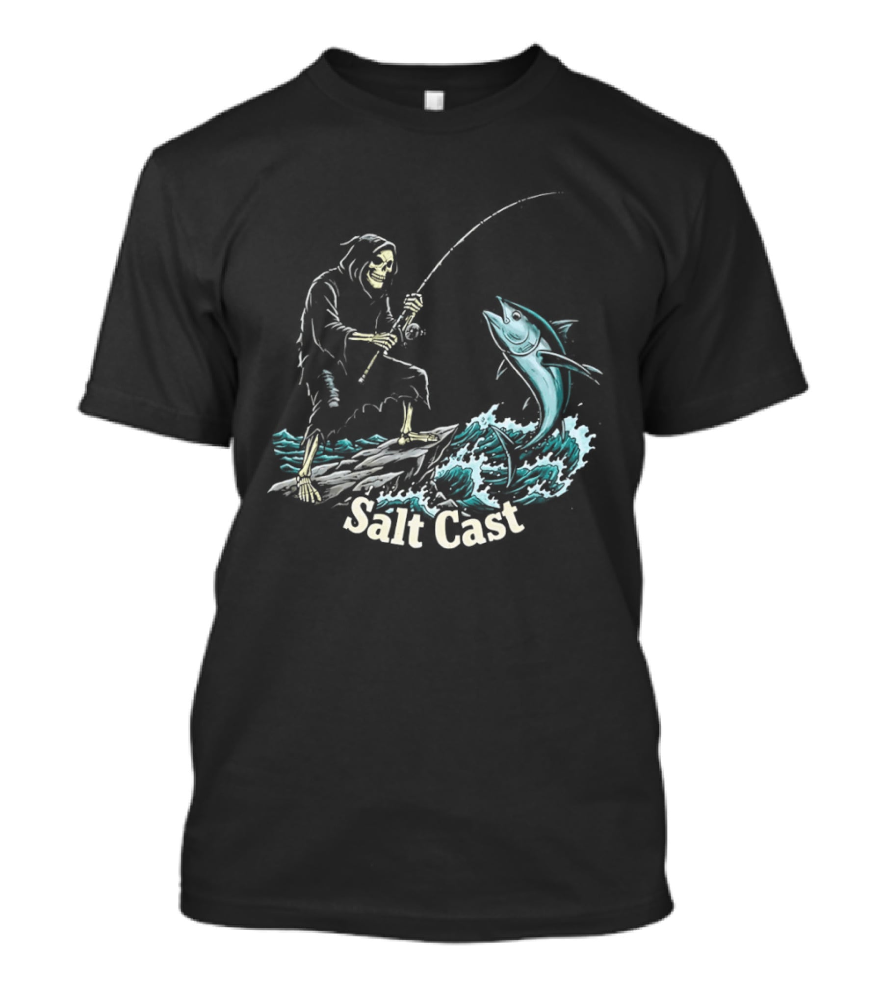 The Grim Reaper Fishing For Tuna On Sea Salt Cast T-Shirt