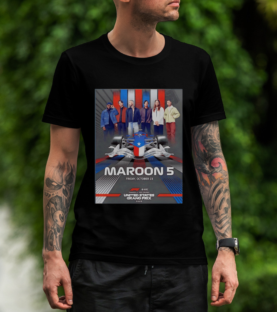 Maroon 5 Live Formula 1 MSC Cruises United States Grand Prix 2026 Friday October 23 T-Shirt