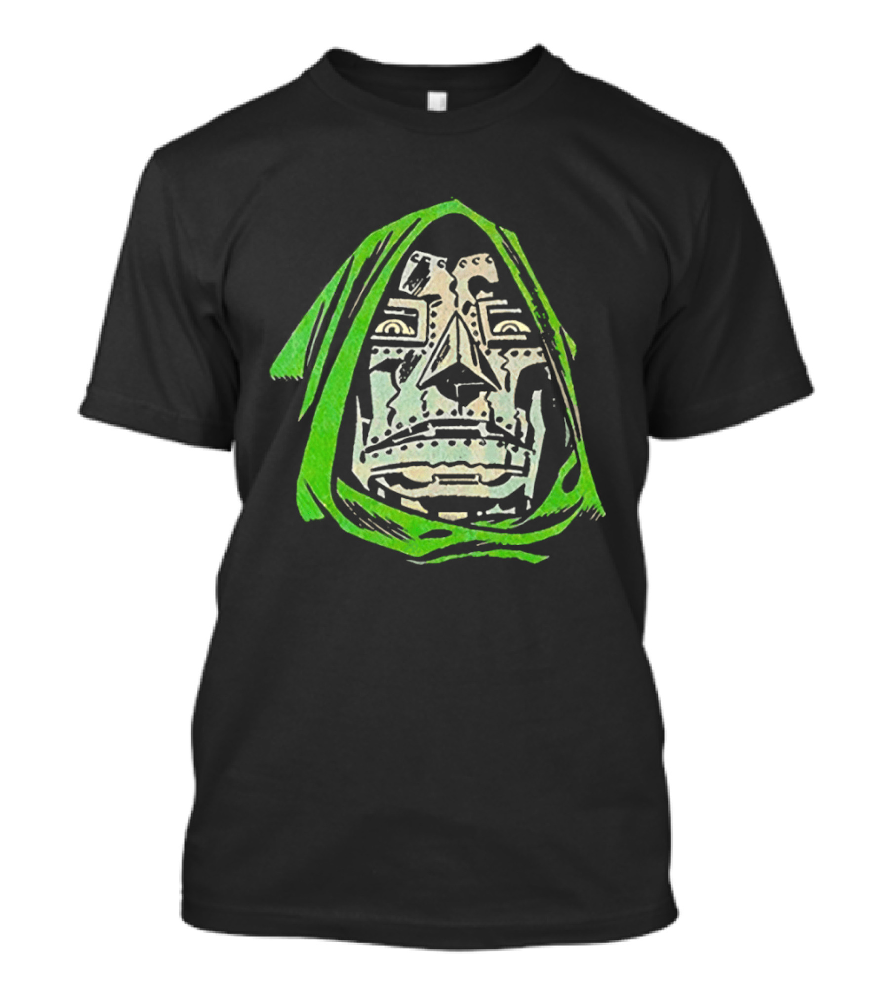 Victor Von Doom Dr Doom Comic Face Drawing Green Hood T-Shirt