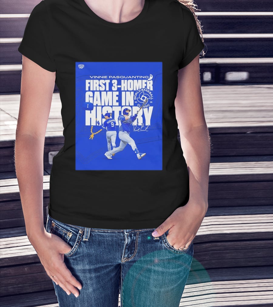 Vinnie Pasquantino First 3 Homer Game World Baseball Classic 2026 History T-Shirt