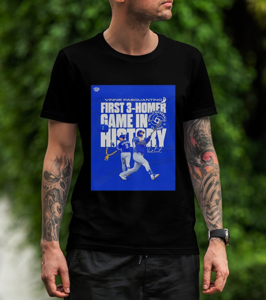Vinnie Pasquantino First 3 Homer Game World Baseball Classic 2026 History T-Shirt