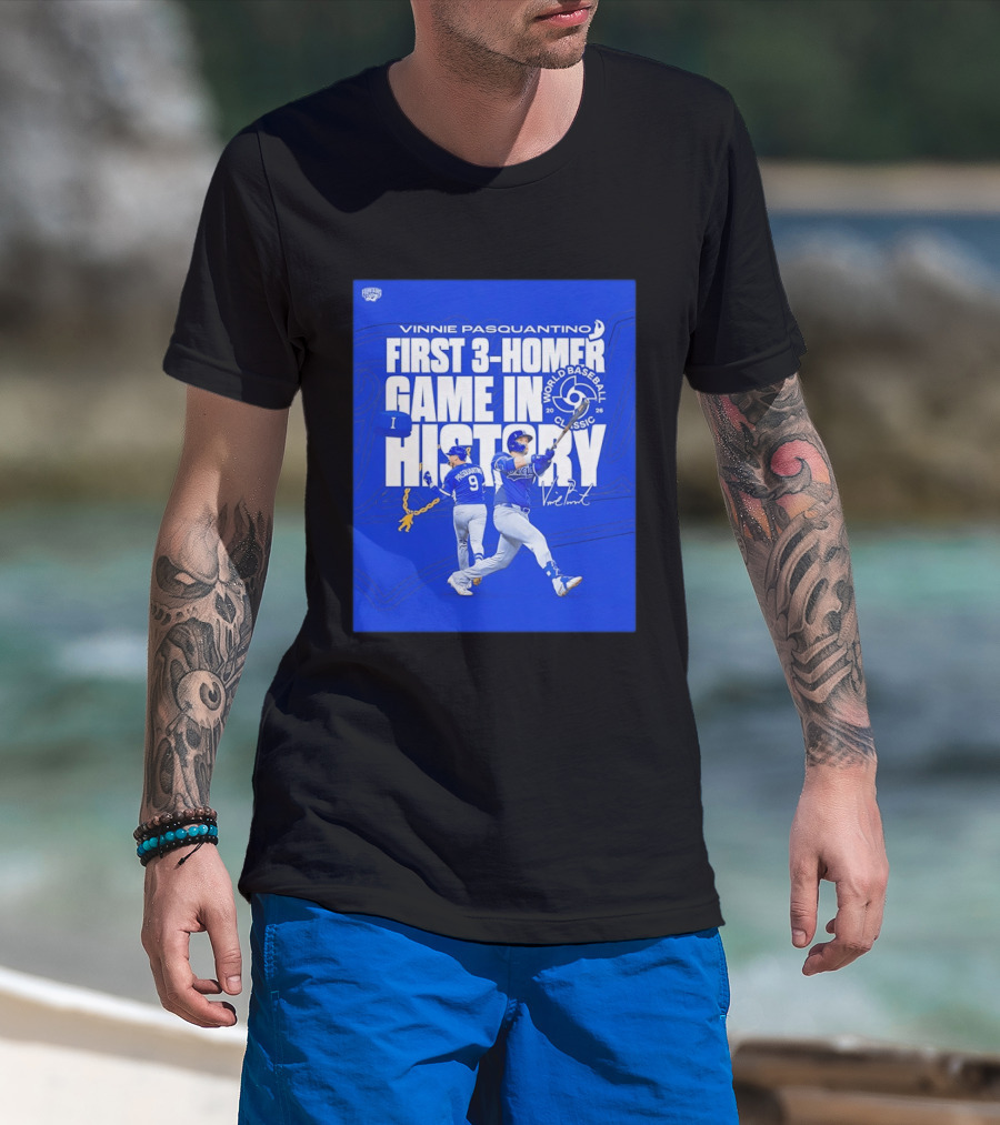 Vinnie Pasquantino First 3 Homer Game World Baseball Classic 2026 History T-Shirt