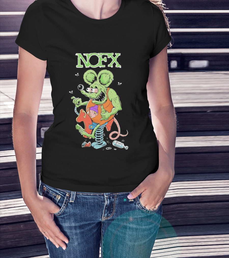 NOFX Wind Up Mouse Rat Fink Green Monster T-Shirt