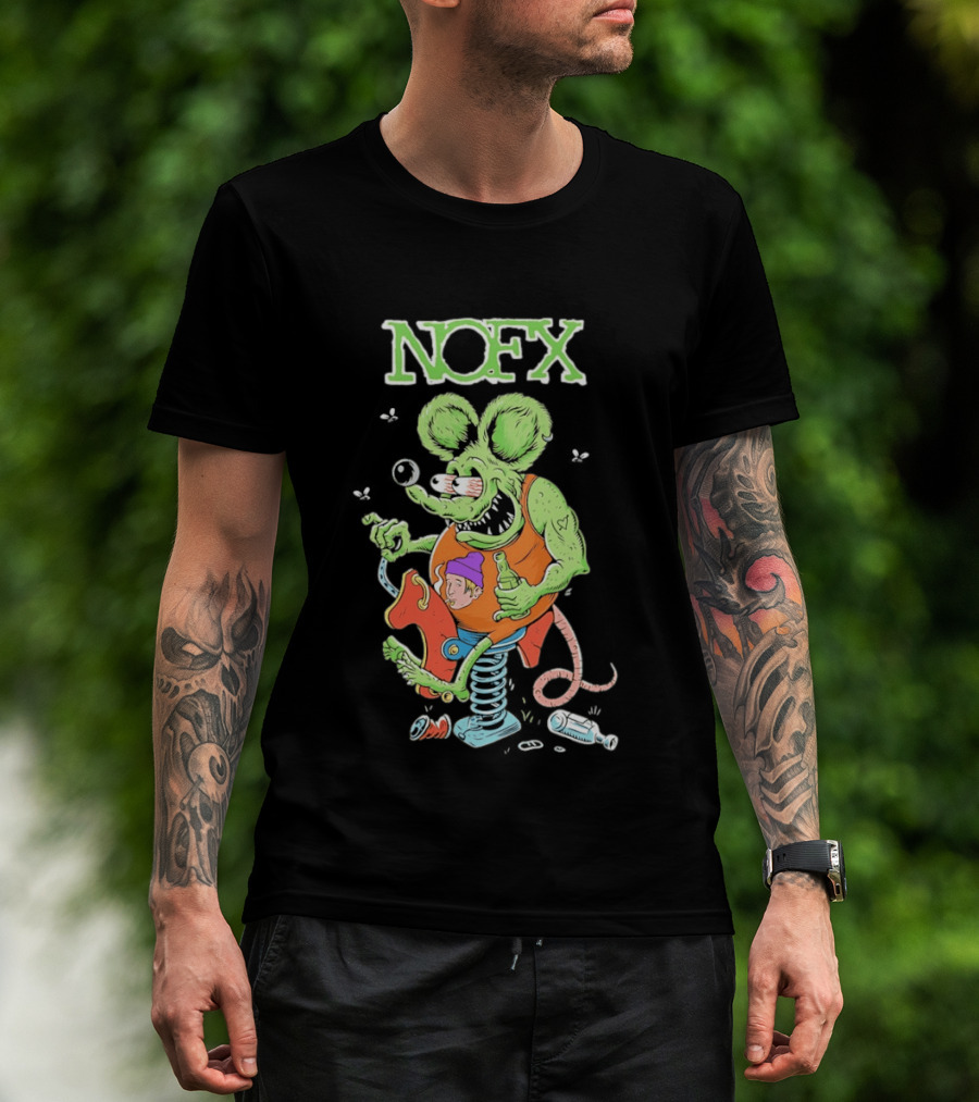 NOFX Wind Up Mouse Rat Fink Green Monster T-Shirt