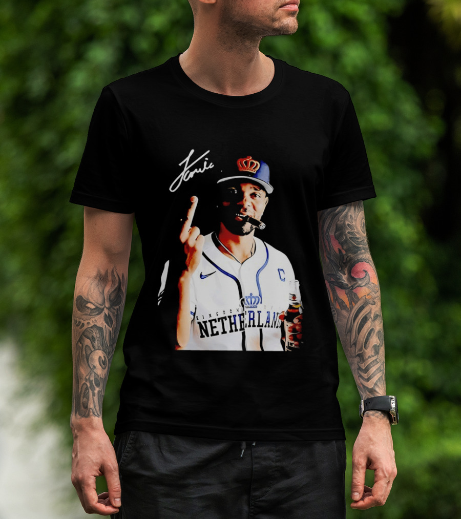 Xander Bogaerts Netherlands Baseball Smoking Gesture Middle Finger T-Shirt
