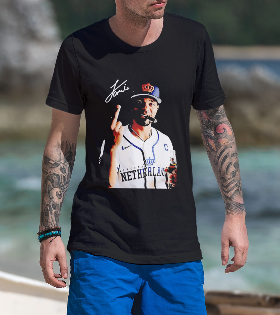 Xander Bogaerts Netherlands Baseball Smoking Gesture Middle Finger T-Shirt