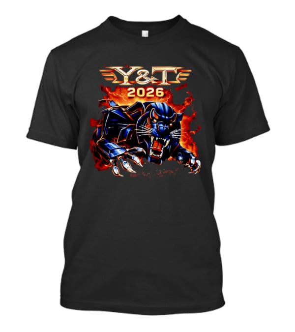 Y&T 2026 Black Tiger Roaring Fiery Beast T-Shirt