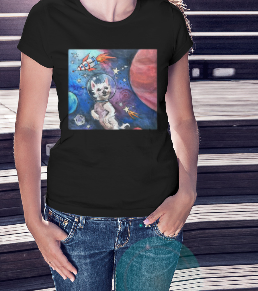 Bradford In Space Dog Astronaut Adventure With Rocket And Planets T-Shirt