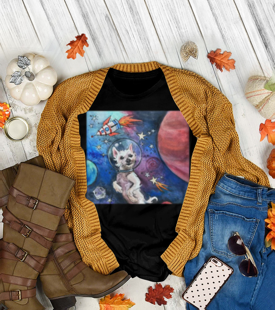 Bradford In Space Dog Astronaut Adventure With Rocket And Planets T-Shirt