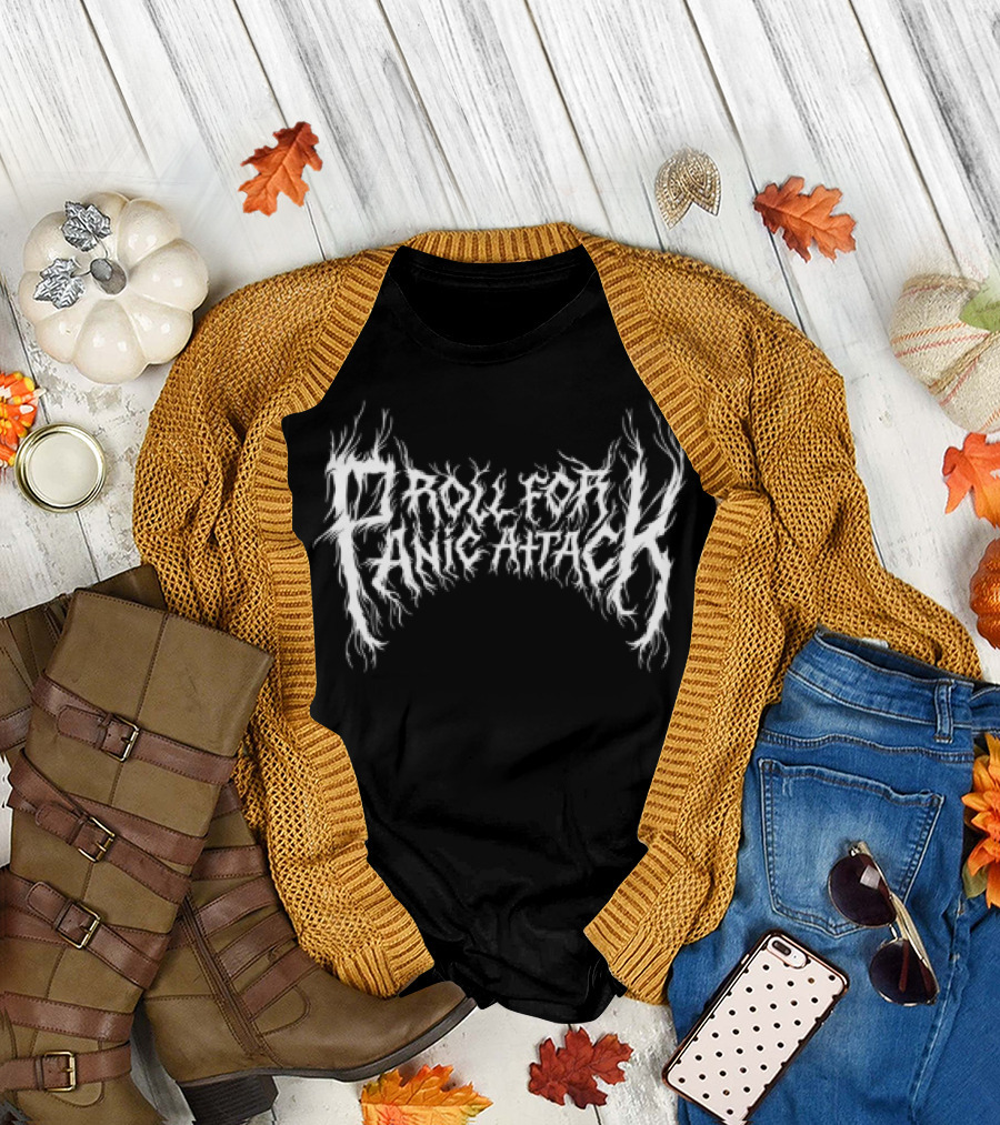 Dropout Panic Attack White Text on Black Background T-Shirt