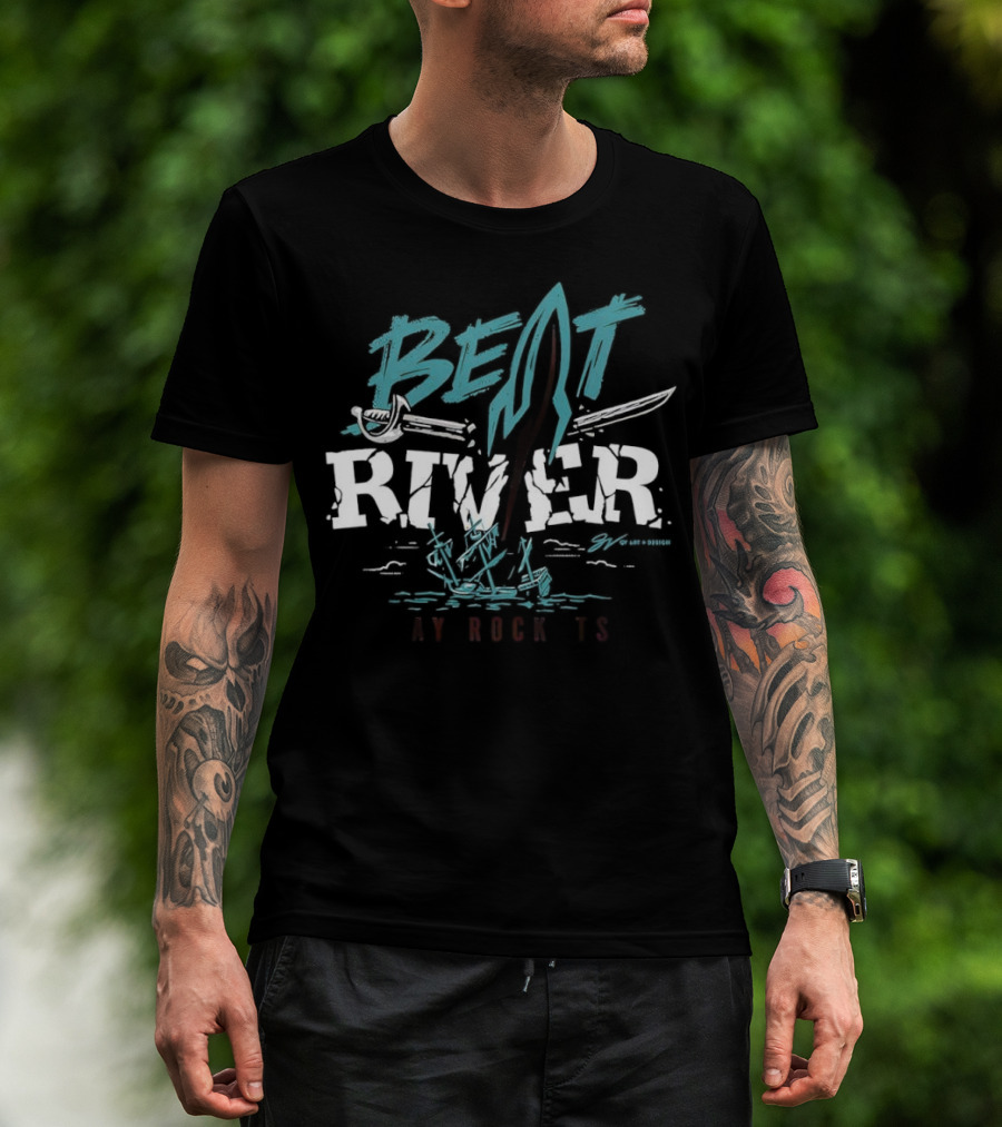 Beat River Bay Rockets Retro Rocket Logo Colorful Text T-Shirt