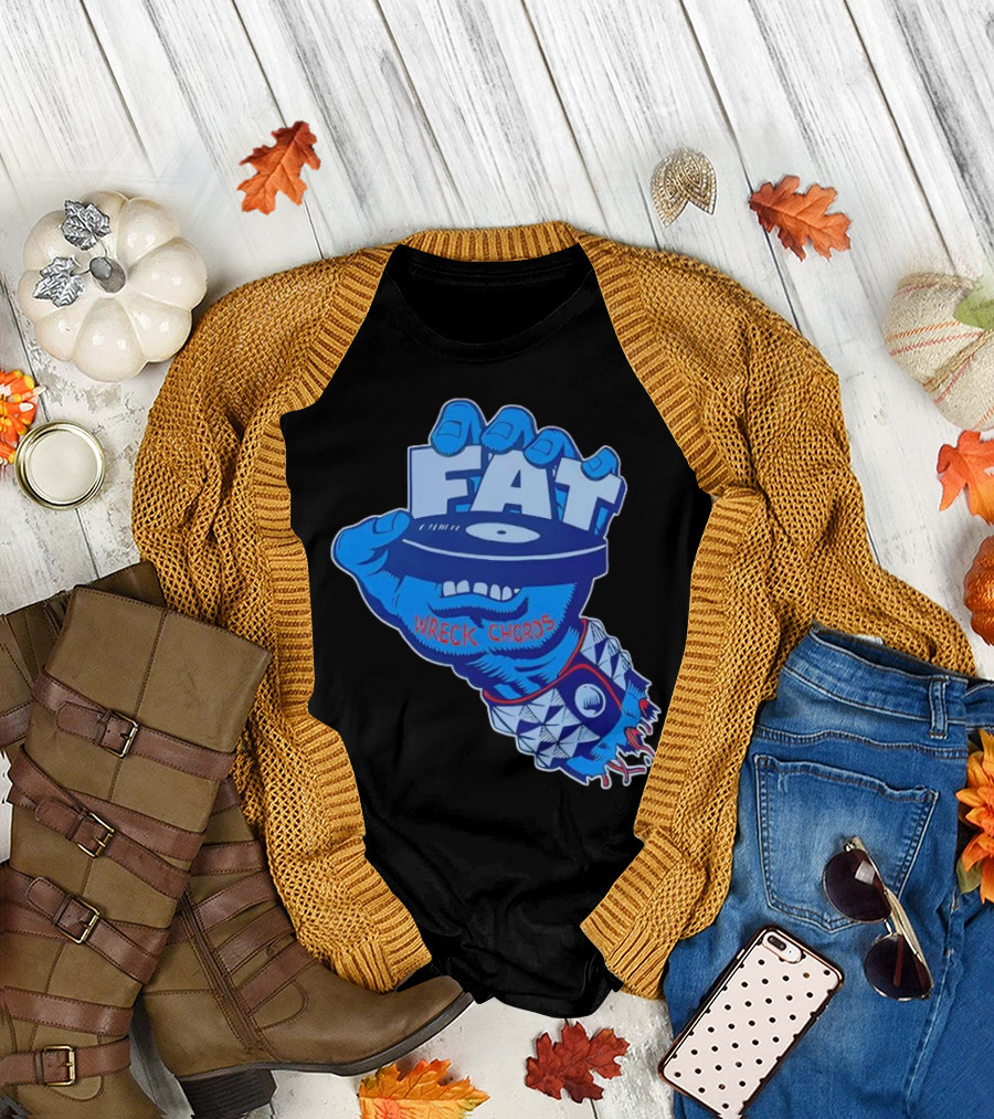 Fat Wreck Chords Blue Zombie Hand Record Design T-Shirt