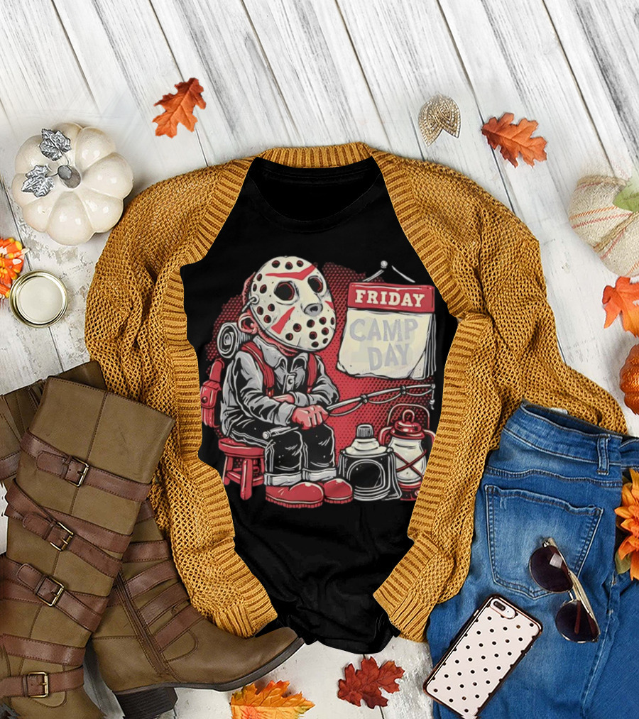 Friday Camp Day Jason Voorhees Camping Theme T-Shirt