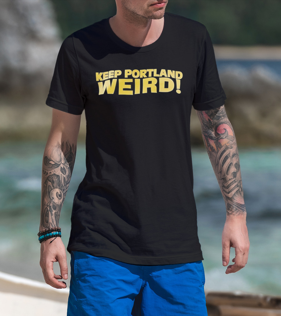 Keep Portland Weird Bold Yellow Text T-Shirt