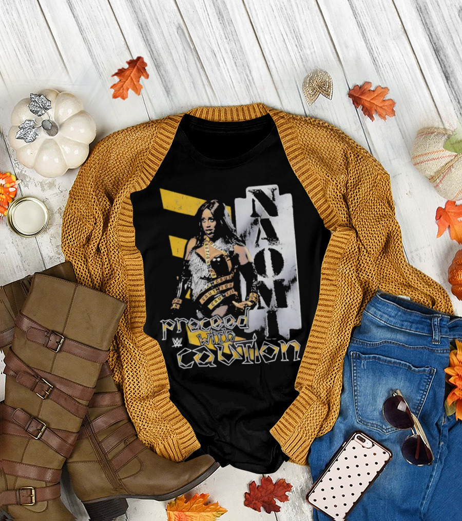 Naomi Proceed With Caution Bold Yellow and White T-Shirt