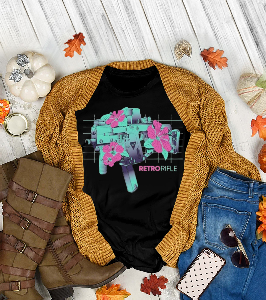 Retro Rifle Floral Fusion Blossoms T-Shirt