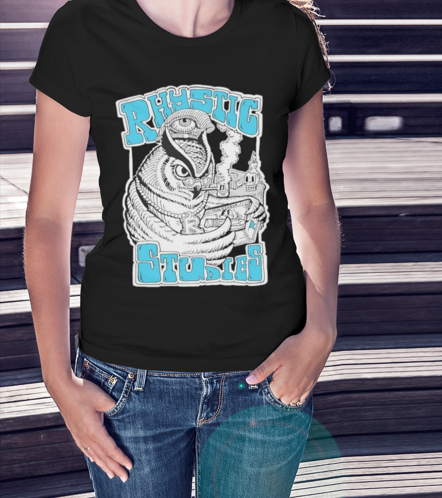 Rhystic Studies Owl Smoking Pipe Reading Book Goldsaber Collaboration T-Shirt