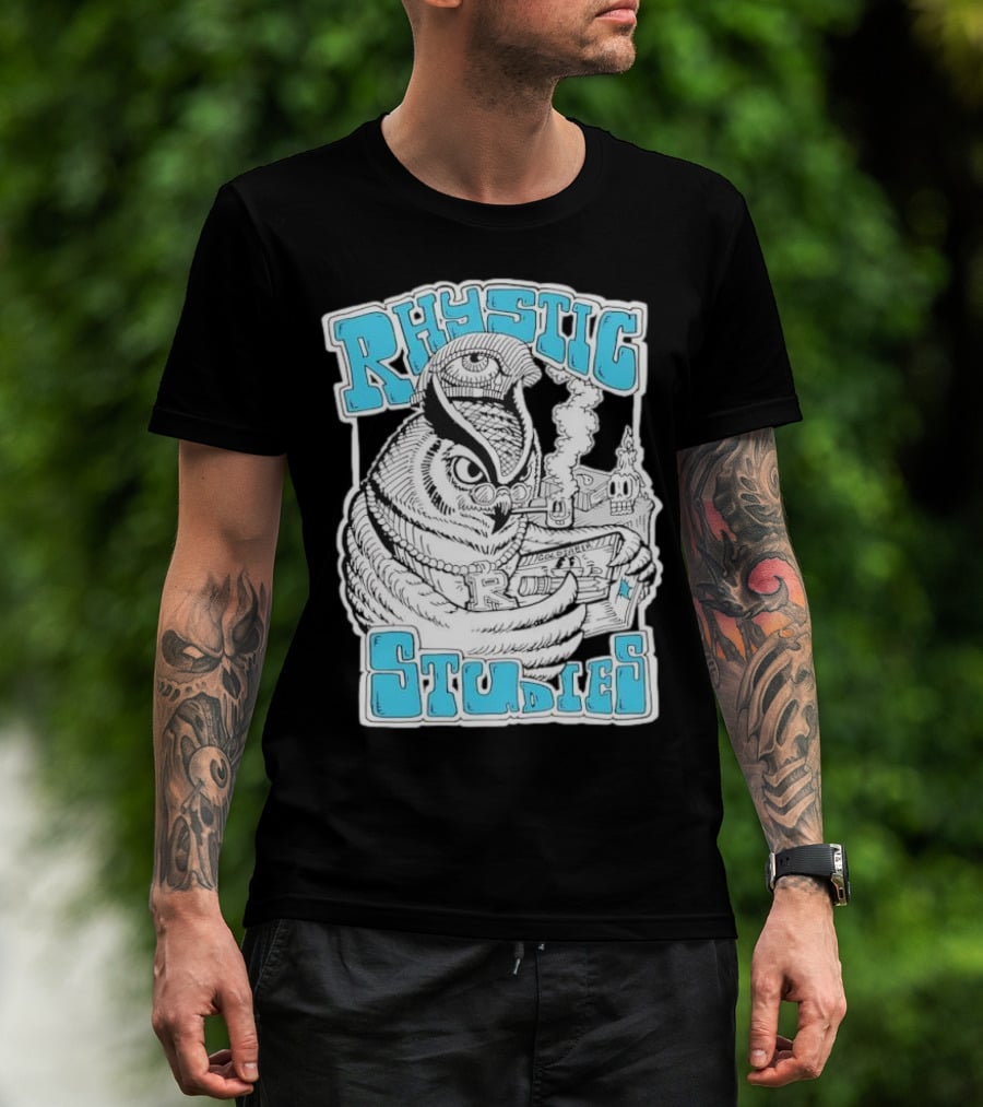 Rhystic Studies Owl Smoking Pipe Reading Book Goldsaber Collaboration T-Shirt