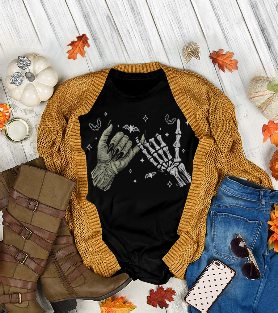 Witch and Skeleton Hands Spooky Season Halloween T-Shirt