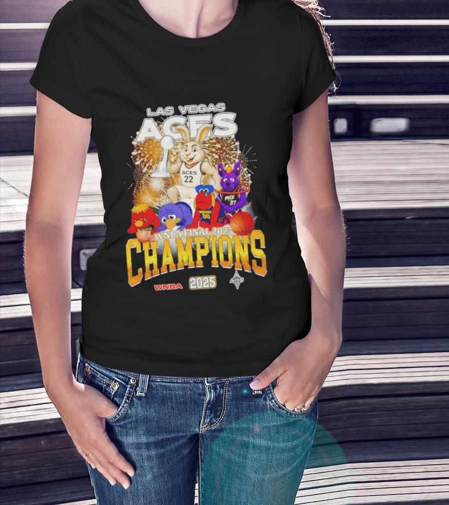 Las Vegas Aces 2025 WNBA Final Champions Phoenix Indiana Seattle Mascot T-Shirt