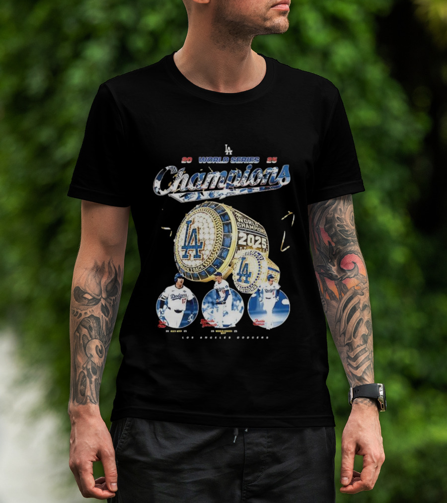 Los Angeles Dodgers 2025 World Series Champions Back 2 Back Ring Edition T-Shirt