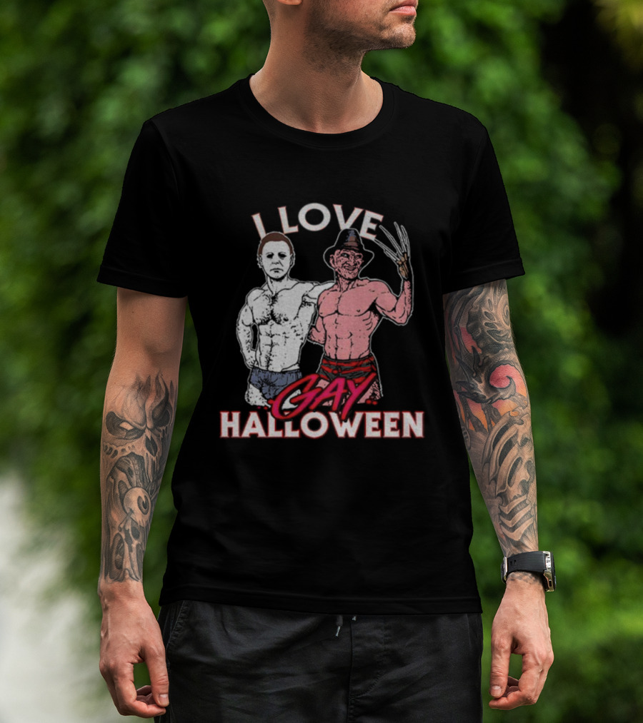 I Love Gay Halloween Michael Myers Freddy Krueger T-Shirt