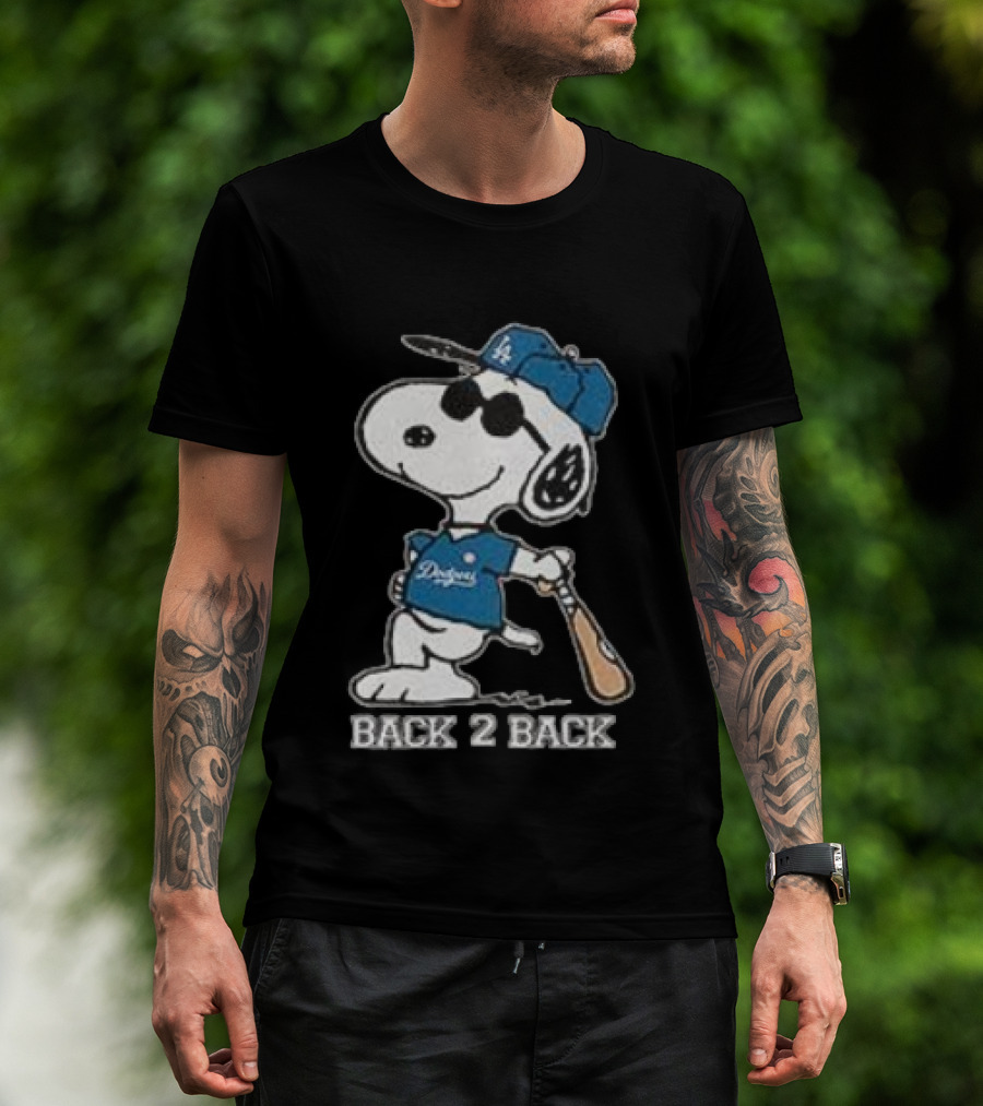 Snoopy Dodgers Back 2 Back Baseball Champion T-Shirt