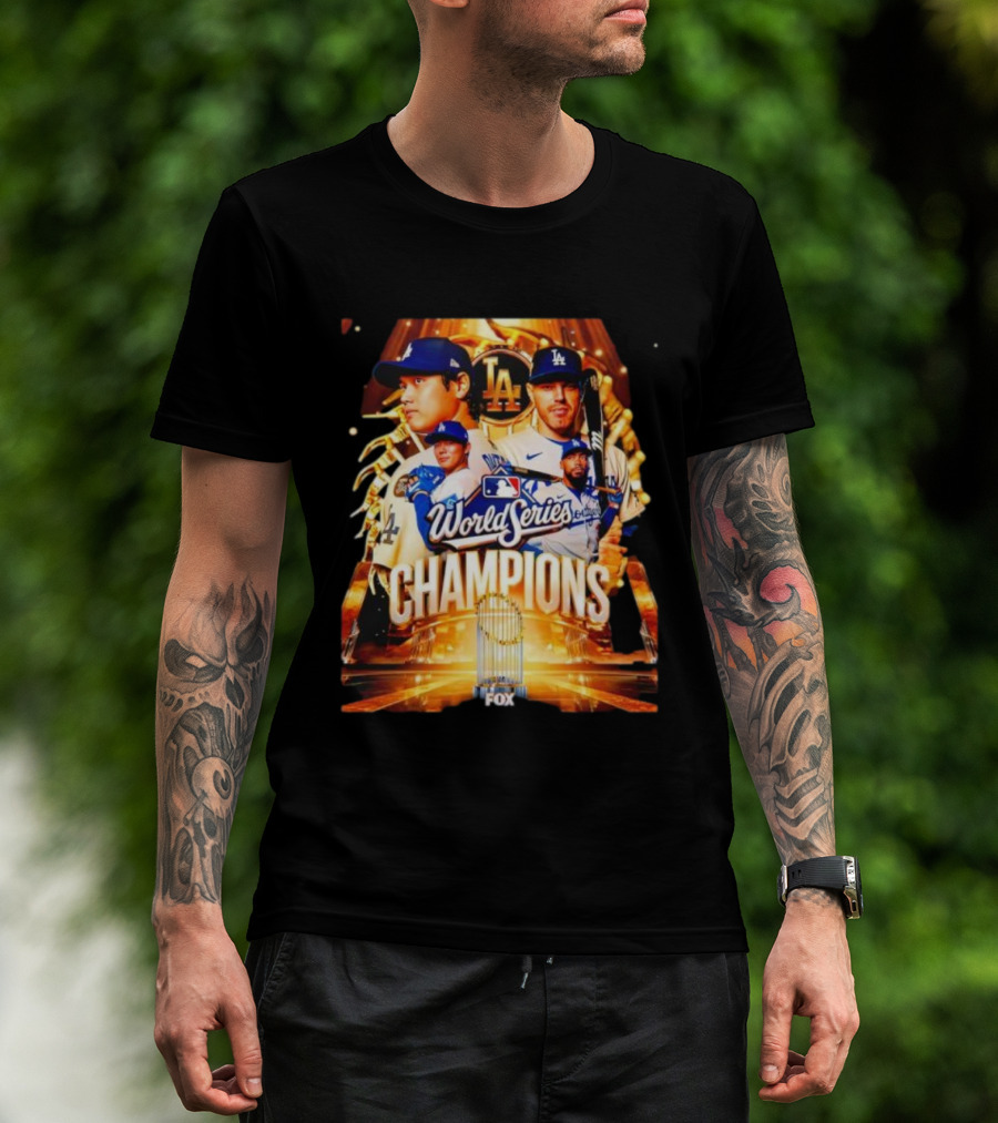 Los Angeles Dodgers 2025 World Series Champions MLB Logo Fox Sports Coverage T-Shirt
