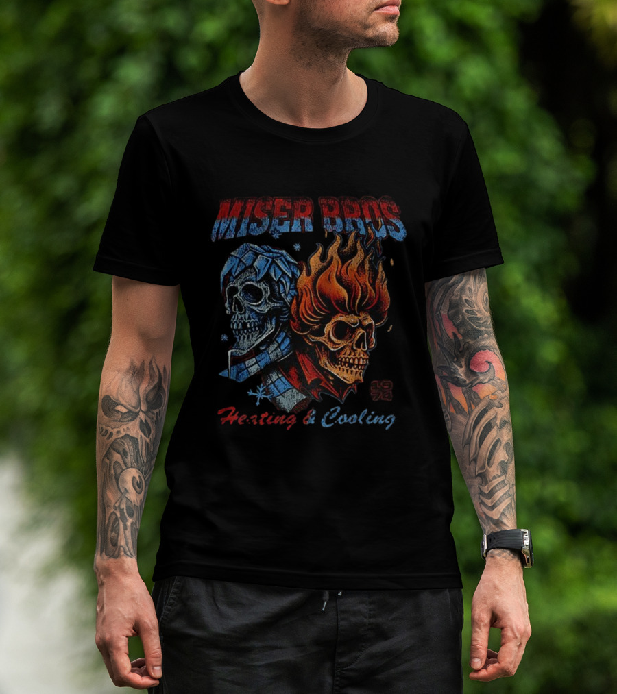 Miser Bros 1974 Skull Fire Ice Heating Cooling T-Shirt