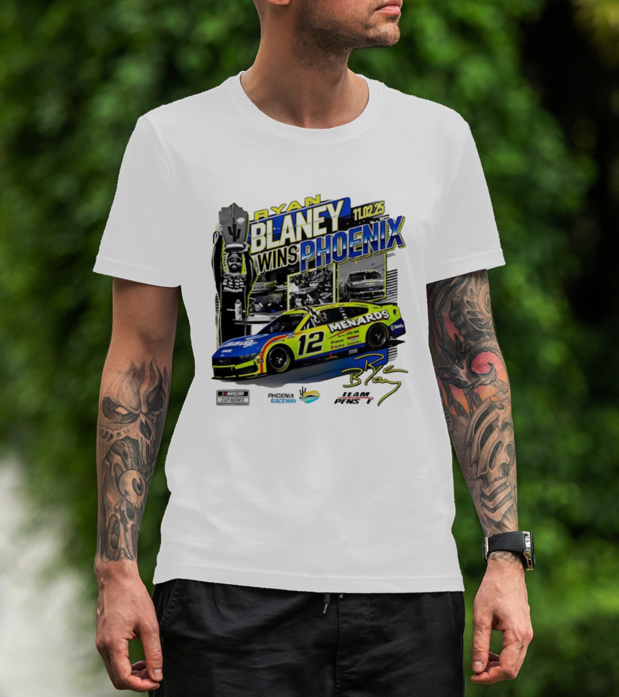 Ryan Blaney Wins Phoenix 11.02.25 NASCAR Cup Series Menards 12 Car Championship Race Phoenix Raceway T-Shirt