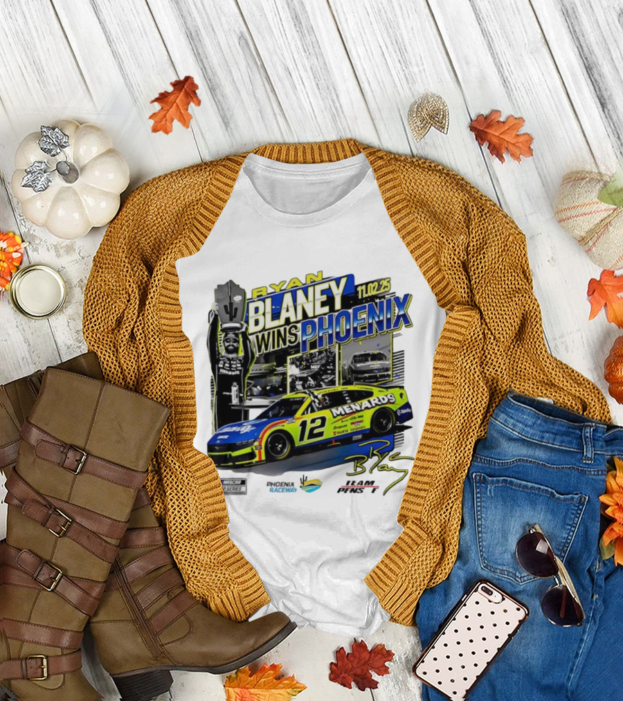 Ryan Blaney Wins Phoenix 11.02.25 NASCAR Cup Series Menards 12 Car Championship Race Phoenix Raceway T-Shirt