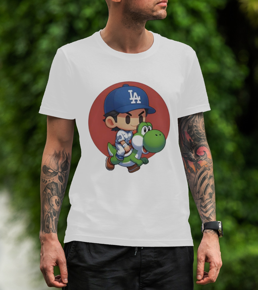 Yoshiiiiiii Natural Top Doyers Dave Yoshinobu LA Baseball Yoshi Riding 18 T-Shirt