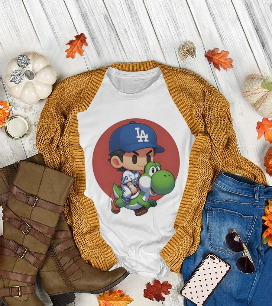 Yoshiiiiiii Natural Top Doyers Dave Yoshinobu LA Baseball Yoshi Riding 18 T-Shirt