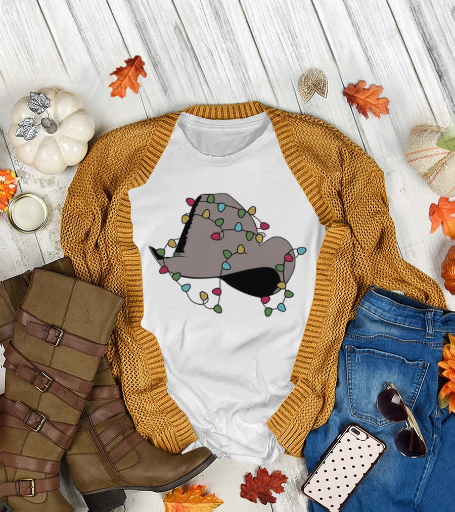 Dwight Yoakam Christmas Light Cowboy Hat Holiday String Lights T-Shirt