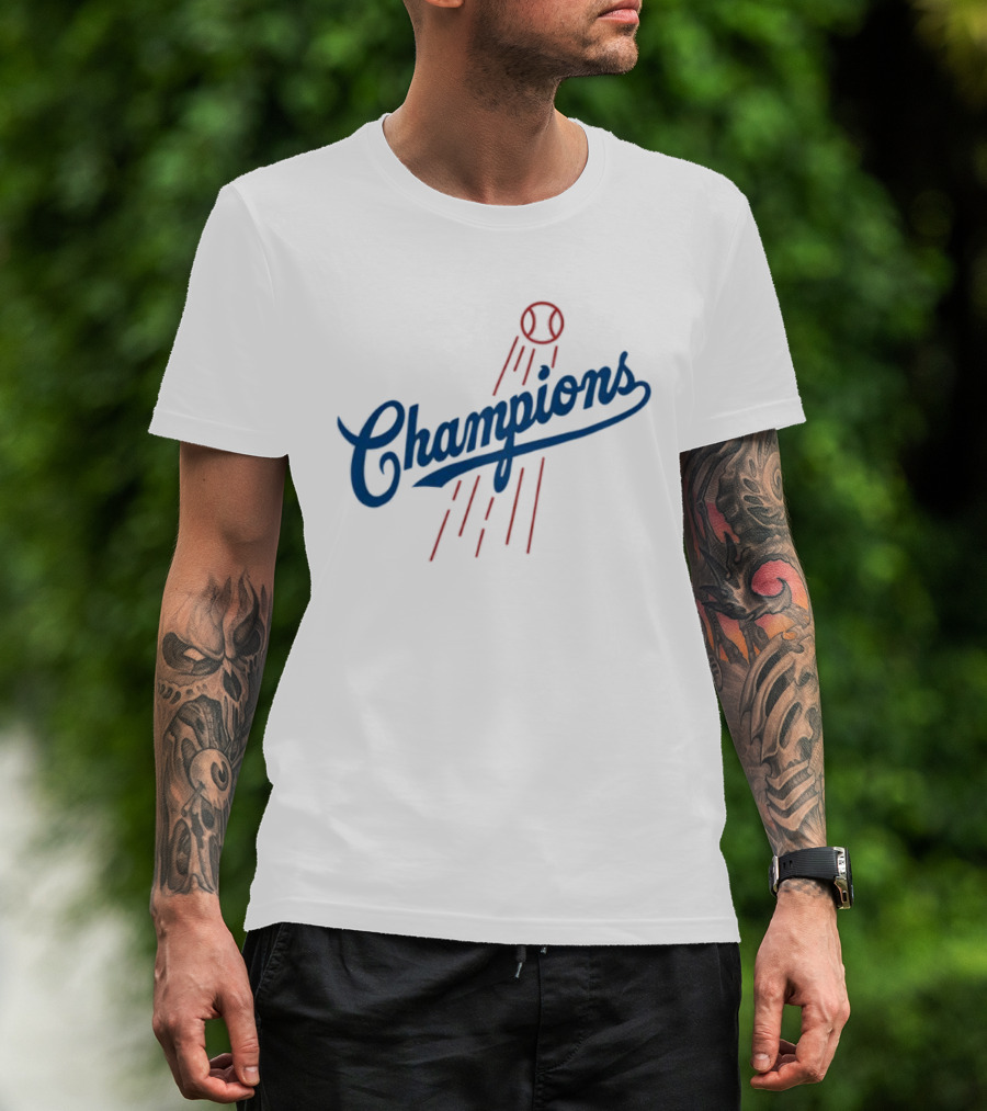 Champions Baseball Red Blue Artistic MLB Style T-Shirt