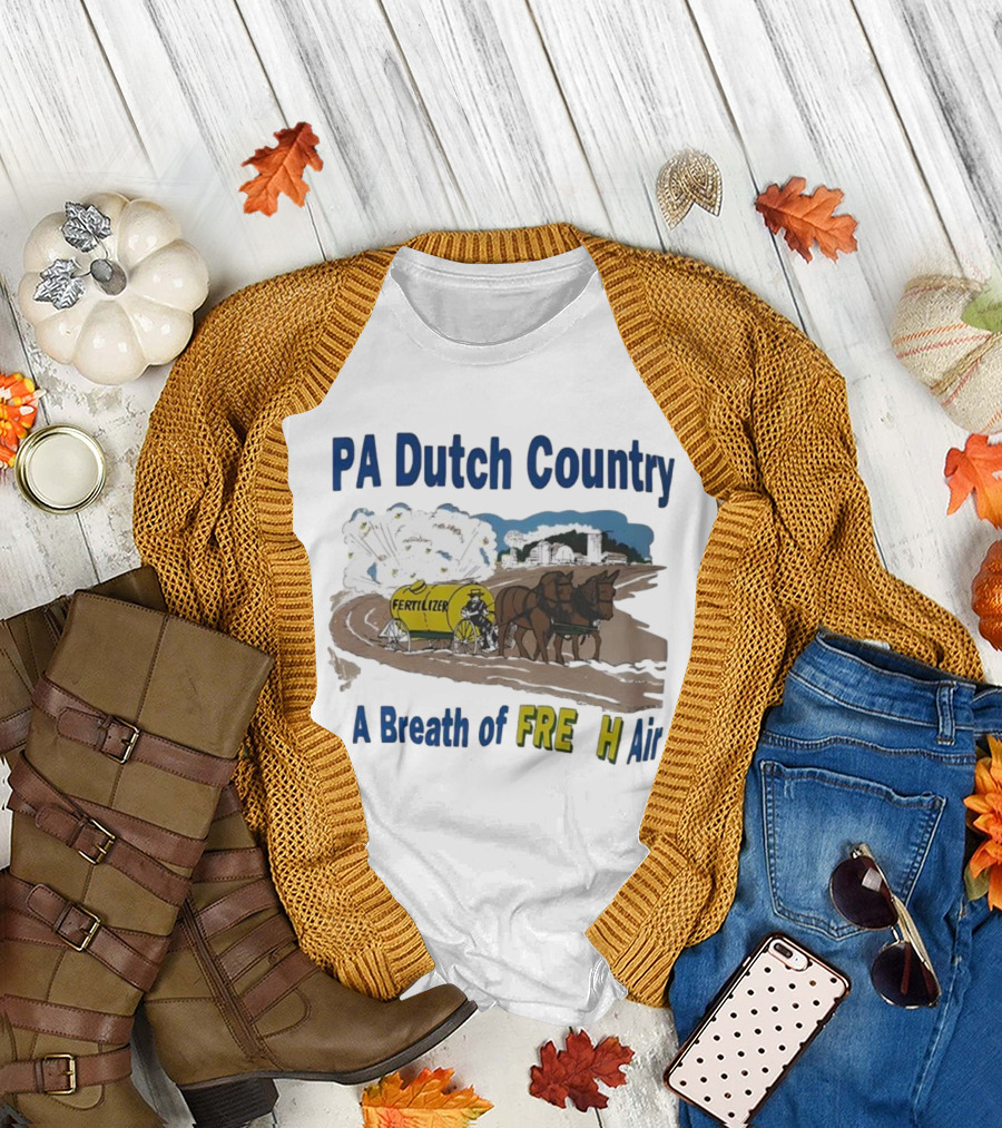 PA Dutch Country A Breath of Fresh Air Horse-Drawn Fertilizer Vintage Scene T-Shirt