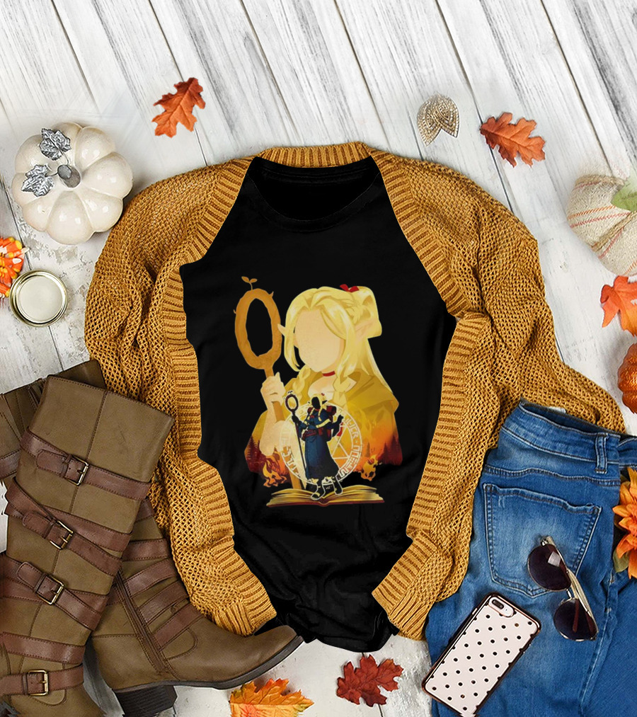 Marcille Donato Delicious in Dungeon Anime Arcane Revival Character with Magic Staff T-Shirt