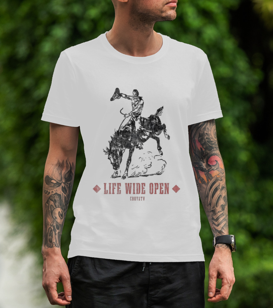 Cboystv Life Wide Open Cowboy Riding Bull T-Shirt