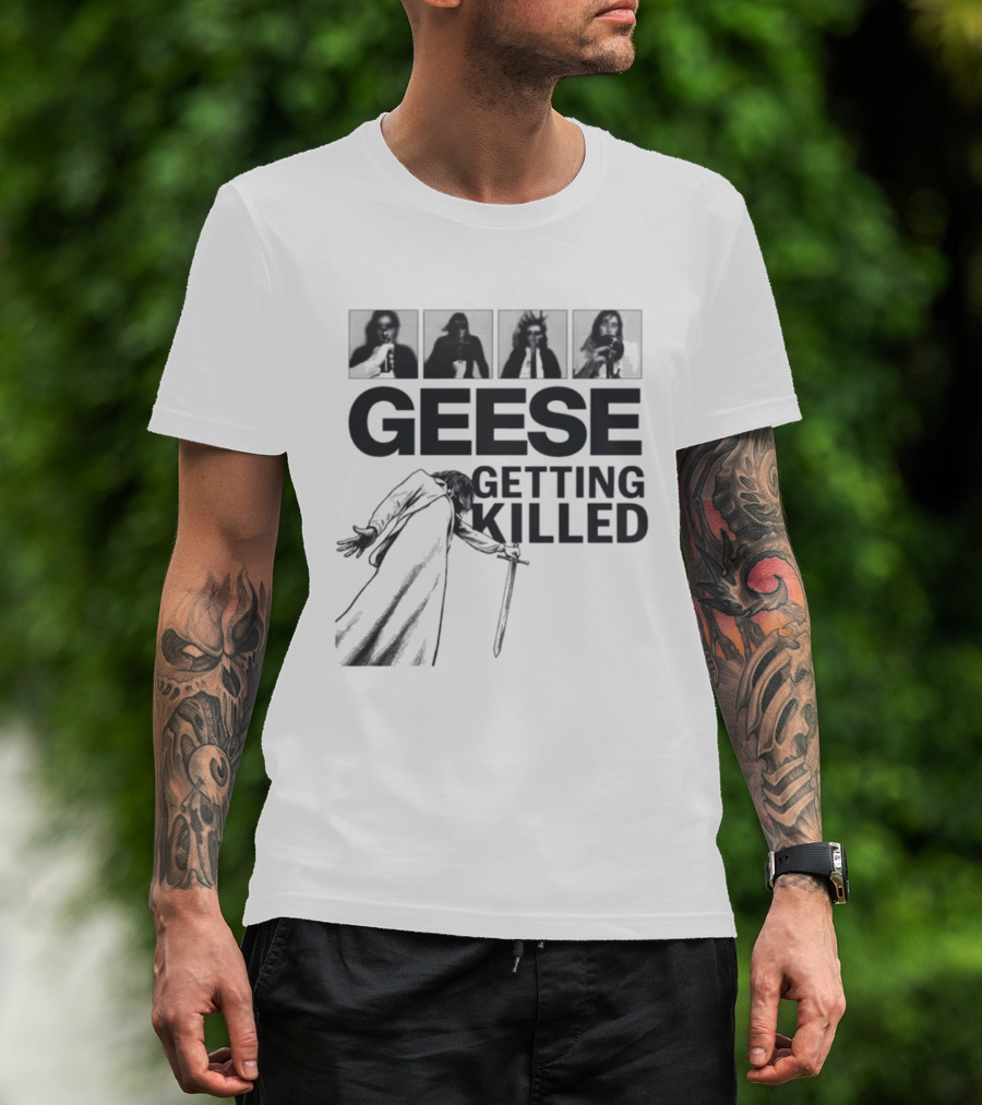 Geese Getting Killed Band Album Cover Style T-Shirt