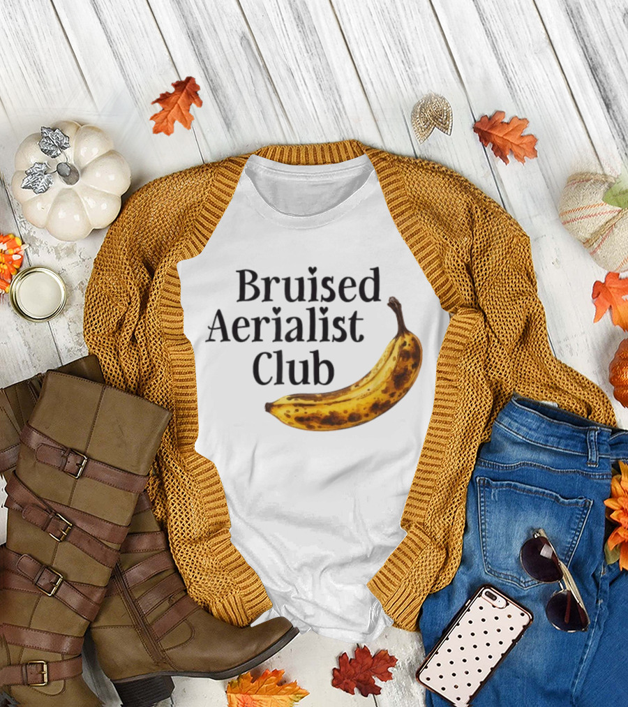 Bruised Aerialist Club Banana Funny Spotted Fruit Design T-Shirt