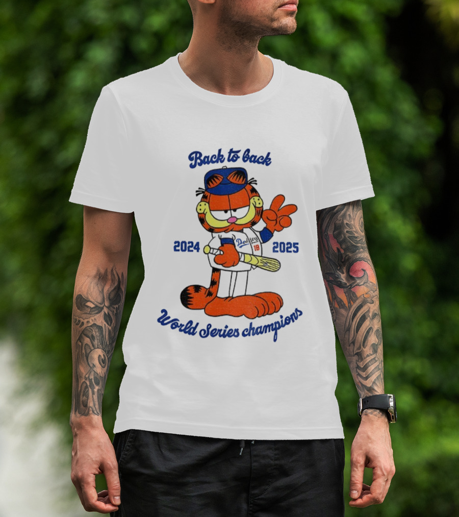 Back To Back Dodgers Orange Cat 2024 2025 World Series Champions T-Shirt