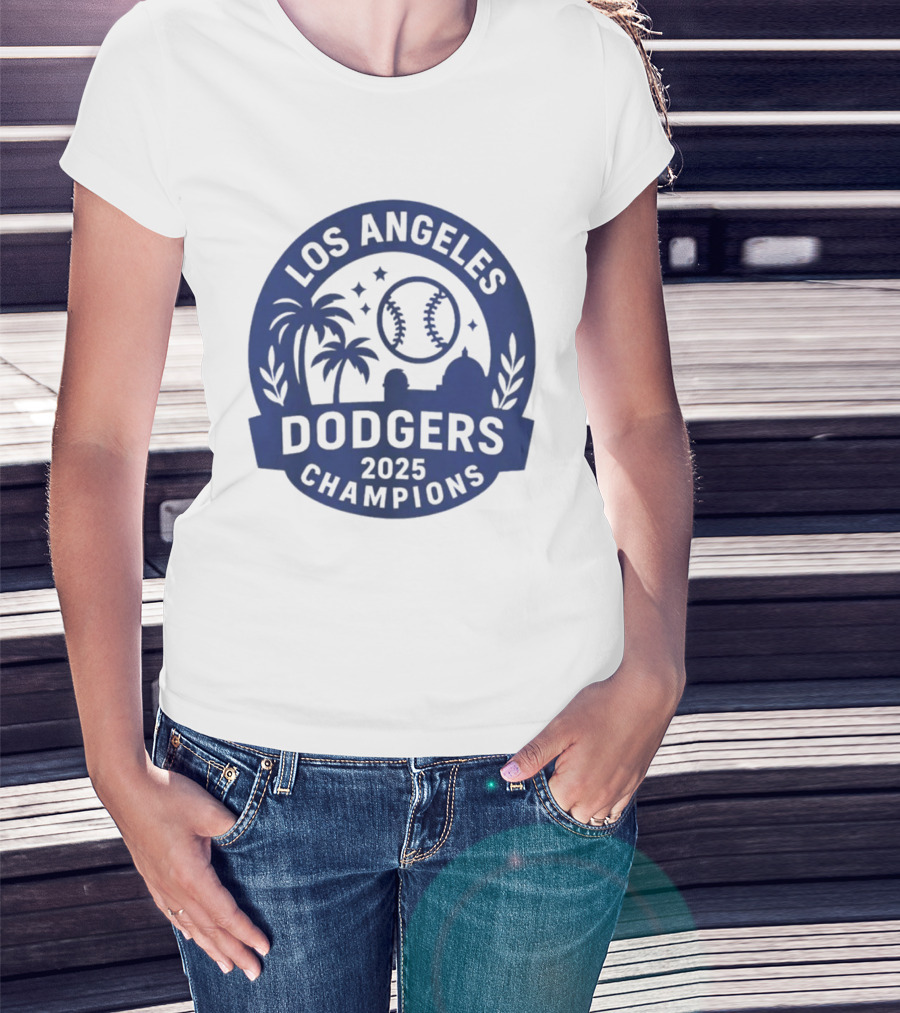 Los Angeles Dodgers 2025 Champions MLB Baseball Palme Stars Vintage Style T-Shirt