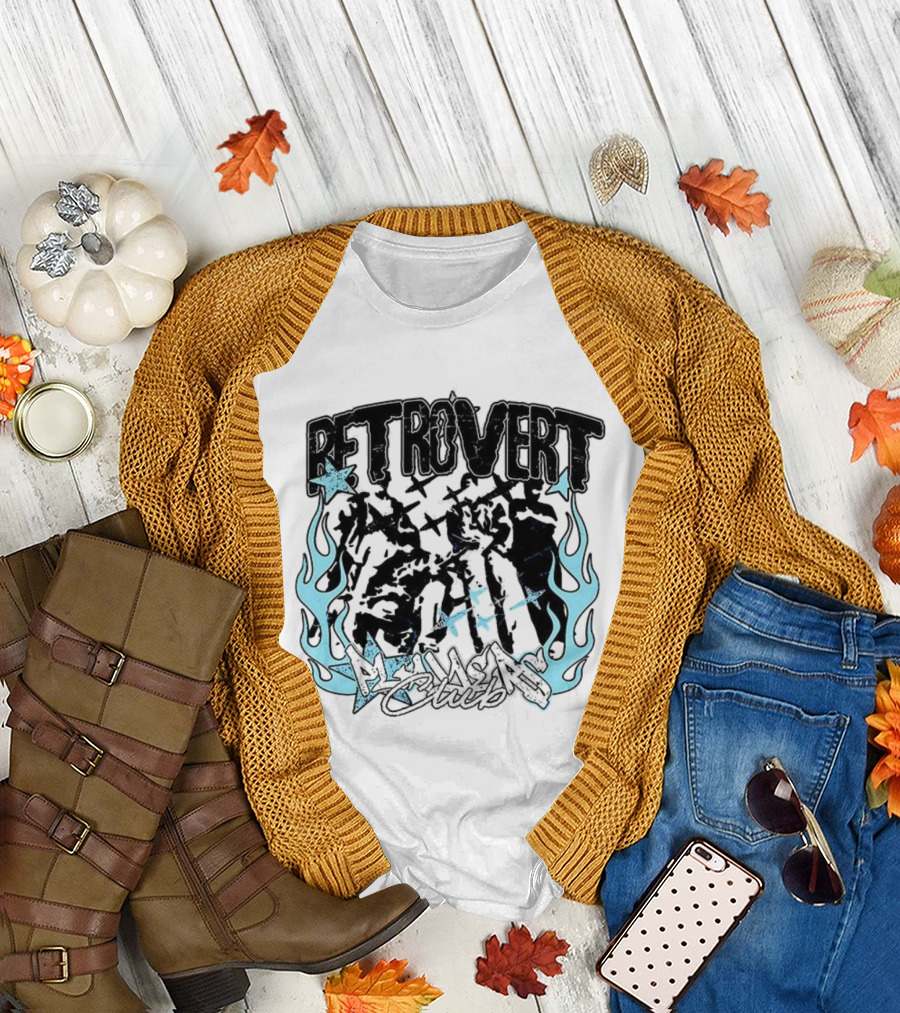 Retrovert Players Club Flames and Stars Motif T-Shirt