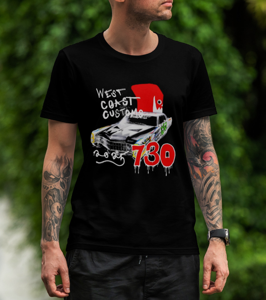 West Coast Customs 2025 Car With Red Shark Fin 730 T-Shirt